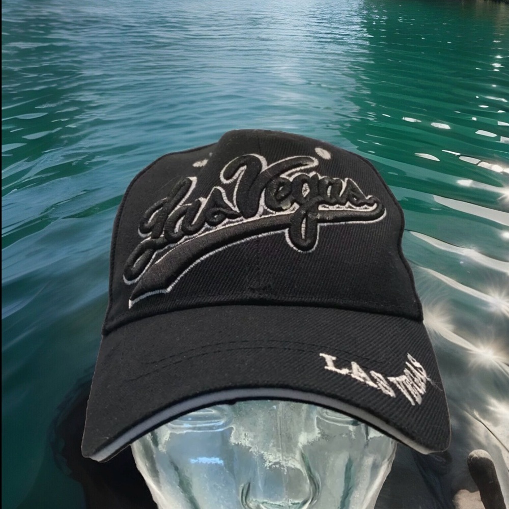 Black White Las Vegas Baseball Adjustable Hat Cap